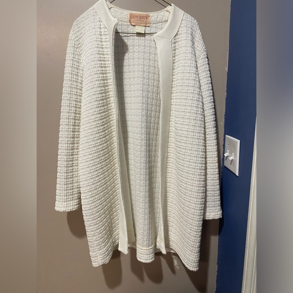 Vintage Hedy Knits Of California Open Cardigan Women’s Sweater Beige Size XL